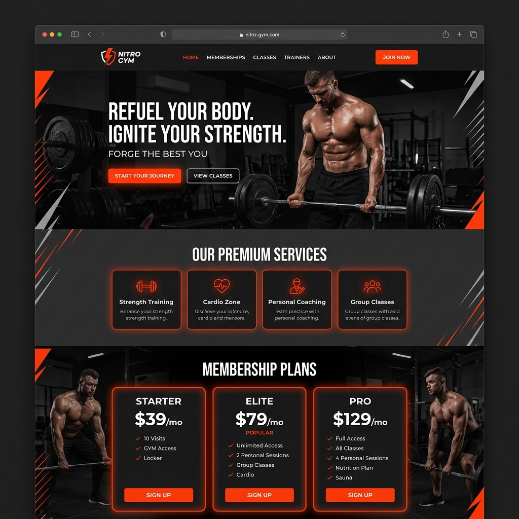 Gym Website Design by ZROWEB